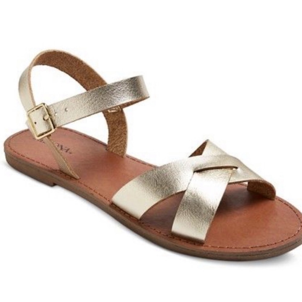 Merona •NEW• Gold Elke Ankle Strap Sandals size 9